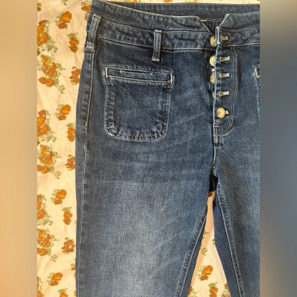 Pilcro and the‎ Letterpress High Rise Slim Cropped Jeans with Button Fly Size 28